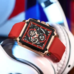 CRRJU Fashion Sports Watches with Large Dial Unique RectangularHollow Design Quartz Wristwatches with Chrongraph Auto Date - Image 5