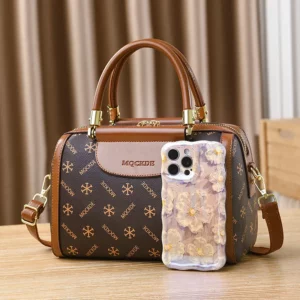 2025 Trendy Vintage PU Tote Bag Women 3D Pocket Coffee/Gold Crossbody Bag - Image 3