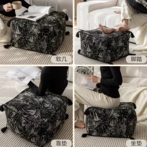 Retro Sitting Pier Chinese Style Loose Tail Sunflower Jacquard Low Stool Tatami Lazy Sofa Living Room Cushion Cozy Footrest - Image 4
