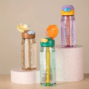 480ml Simple Plastic Transparent Water Cup,Portable Leakproof Anti-Drop Water Bottle,Suitable for Outdoor Camping, Ravel - Image 1