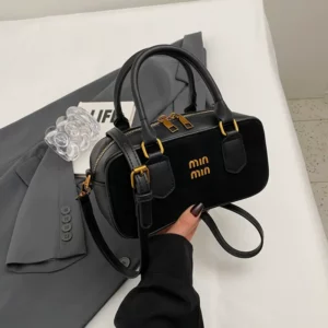 Texture Matte Frosted Bowling Bags Small Square Bag Women's Handbags Purses New Luxury Shoulder Crossbody Bags Mini Boston Packs - Image 1
