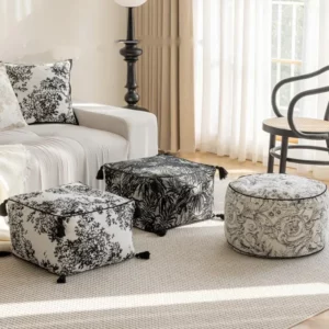 Retro Sitting Pier Chinese Style Loose Tail Sunflower Jacquard Low Stool Tatami Lazy Sofa Living Room Cushion Cozy Footrest - Image 1