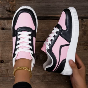Fashionable Women's Sneaker, Light and Casual, with Stripes, Lace-up Low Top, Eva Outsole and Cloth Insole - Image 1