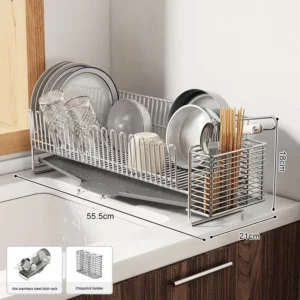 Kitchen Counter Drainage Rack with Drainboard 304 Stainless Steel Dish Drying Rack Bowl Chopsticks Plates Kitchen Utensil Holder - Image 6