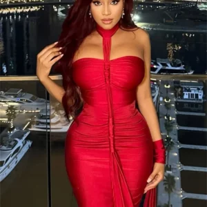 Weird Puss Elegant Halter Maxi Dress Women Backless Skinny Hand Strap Hem Summer Trend Sexy Vacation Birthday Party Vestidos - Image 2