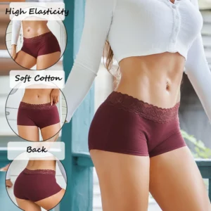 3Pcs Women's Lace Panties Boxers Cotton Seamless Boxer Underwear Female Solid Color Briefs Cozy Lingerie Intimate Underpant S-XL - Image 3