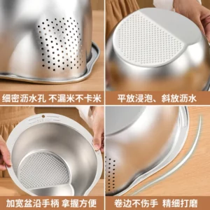 304 stainless steel drain basket Household kitchen washing rice washing dishes special drain basin filter basket - Image 5