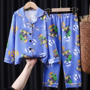 Children's Pajamas Set Spring And Autumn Cotton Long Sleeve Trousers Cool Superheroes Suit Comfortable Home Clothes - Image 6