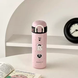 Cute Insulated Water Bottle Tumbler Kawaii Stainless Steel Thermos With Handle Straw For Coffee Tea Juice Portable Thermal Cups - Image 5