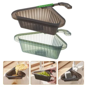 Kitchen Sink Filter Basket Corner Drain Strainer Basket Triangular Sink Storage Multi-Functional Hanging Filtering Draining Rack - Image 2