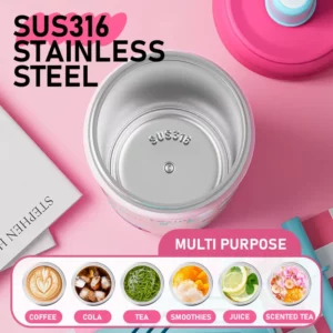 600ML Graffiti Stainless Steel Straw Vacuum Flask Thermos Cup Travel Mug Fashion Coffee Mug Milk Tea Mug Ice Water Bottle - Image 5
