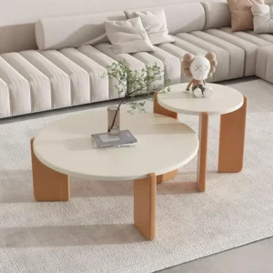 Kitchen Modern Coffee Table Wooden Round Living Room Coffee Tables Aesthetic - Image 1