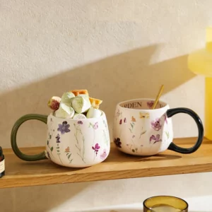 Vintage Prairie Chic Coffee Cup High Beauty Creative Flower Printed Ceramic Mug Home Water Cups Birthday Gift for Friends - Image 4