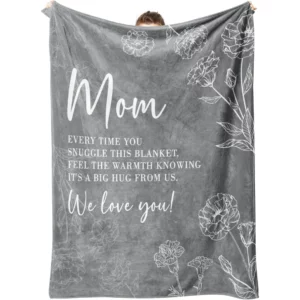 We Love You Mom Flannel Blanket Gifts For Mom Warm Air Conditioning Blanket Gift From Daughter or Son For Birthday Mother's Day - Image 4