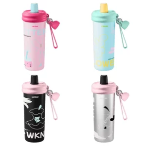 600ML Graffiti Stainless Steel Straw Vacuum Flask Thermos Cup Travel Mug Fashion Coffee Mug Milk Tea Mug Ice Water Bottle - Image 6