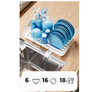 Luxury Dish Drying Rack Eco-friendly Drainer Rack With Drain Basket Tableware Bowl Organizer Kitchen Utensils Dish Storage Rack - Image 5