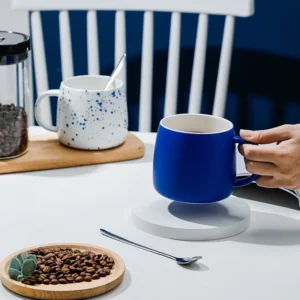 500ml Blue Ceramic Mug Gift Package Coffee Cup Creative design Splash ink Breakfast Oatmeal Cup Festival Gift Porcelain Mug - Image 3