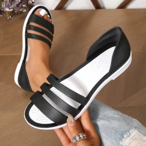 Women's Classic Sandals 2025 Summer Solid Color Simple One-Picking Casual Fashion Fusion Flat Sole Comfort Must-have Sandals - Image 2