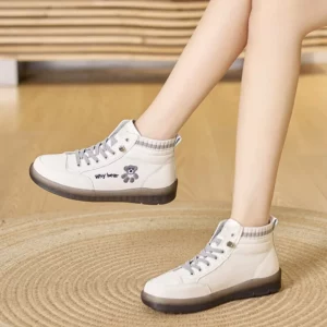 2024 New Women Genuine Leather Sneakers Spring High-top Casual Shoes Autumn First Layer Cowhide Ladies High Top Vulcanized Shoes - Image 2