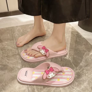Sanrio Hello Kitty Flip Flop Girl Summer Outdoor Indoor Flat Sandals Kuromi My Melody Cinnamoroll Beach Sandals Fashion Slippers - Image 5
