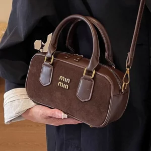 Texture Matte Frosted Bowling Bags Small Square Bag Women's Handbags Purses New Luxury Shoulder Crossbody Bags Mini Boston Packs - Image 2