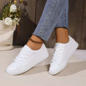 2024 Lady Classic Round Toe White Minimalist Canvas Shoes for Women Comfort Street Lace Up Concise Shoes Women Zapatos De Mujer - Image 3