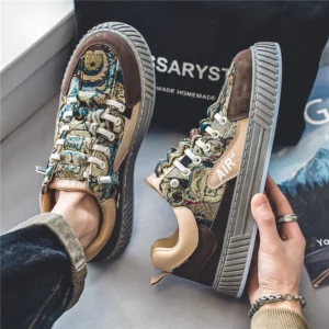 Original Men's Canvas Sneakers Fashion Breathable Elastic Casual Sports Shoes Man Outdoor Flat Non-slip Skateboard Shoes For Men - Image 5