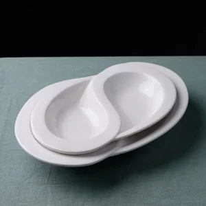 Creative Double Grid Ceramic Plate Japanese Sashimi Sushi Plate Restaurant Decorative Dessert Plate Home Kitchen White Tableware - Image 4