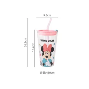 Disney Mickey Mouse Cartoon Printed Glass Straw Cup Fashionable High-Looking Student Dormitory Heat-Resistant Glass Cup - Image 4