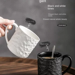 Creative Rock Ceramic Coffee Cup 330ml Couple Tea Cup Home Breakfast Milk Oatmeal Mug Office Mug Birthday Gift Home Decoration - Image 2