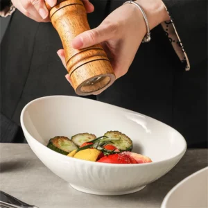 Special-Shaped Oblique Ceramic Bowl, Large Dessert Fruit Salad Bowl, Hotel and Restaurant Tableware, Commercial, Good-looking - Image 3
