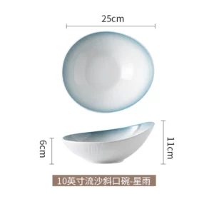 Special-Shaped Oblique Ceramic Bowl, Large Dessert Fruit Salad Bowl, Hotel and Restaurant Tableware, Commercial, Good-looking - Image 6