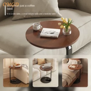 OMGD Living Room Small Round Table Balcony Sofa Next To The Coffee Table Bedroom Bedside Table Removable Simple Shelf News - Image 4