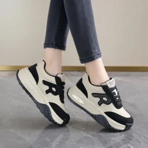 Ladies Fashionable Vulcanized Shoes Front Lacing Shallow Mouth Thick Sole Women's Sports Shoes Four Seasons Versatile Leisure - Image 1
