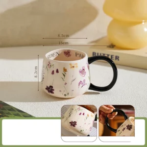 Vintage Prairie Chic Coffee Cup High Beauty Creative Flower Printed Ceramic Mug Home Water Cups Birthday Gift for Friends - Image 6