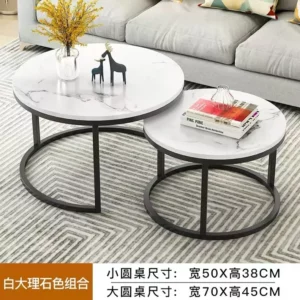 Light luxury minimalist coffee table size round combination stone pattern new small table round - Image 2