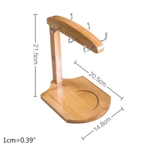 Cup Holder Mug Rack Bamboo Coffee Cup Rack Home Storage Creative Tea Mug and Saucer Display Organizer-Holds 6 Mugs - Image 6