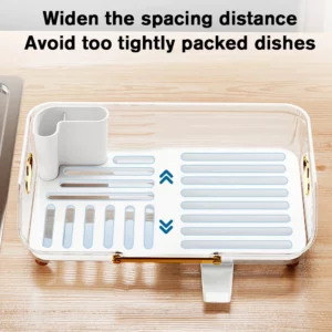 Luxury Dish Drying Rack Eco-friendly Drainer Rack With Drain Basket Tableware Bowl Organizer Kitchen Utensils Dish Storage Rack - Image 4