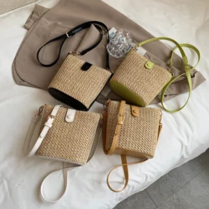 LEFTSIDE Weave Mini Straw Bucket Shoulder Bags for Women 2025 Summer Ladies New Crossbody Bag Females Beach Bags Lady Handbags - Image 5