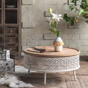 Modern Round Coffee Table Solid Wood Retro Low Table Home Furniture Modern Minimalist Designer Living Room Sofa Side Table - Image 1