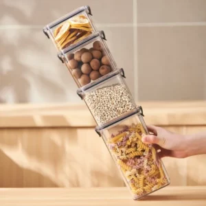 460-1800ml Kitchen Sealed Jar Stackable Food Storage Box Multigrain Tank Bottle Cereal Candy Dried Fruit Tea Storage Containers - Image 2