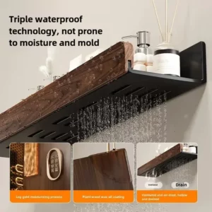 Walnut bathroom toilet shelf no punch toilet sink restroom wall storage towel racks - Image 2