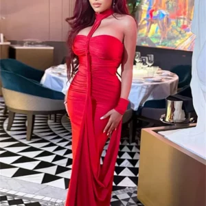 Weird Puss Elegant Halter Maxi Dress Women Backless Skinny Hand Strap Hem Summer Trend Sexy Vacation Birthday Party Vestidos - Image 4