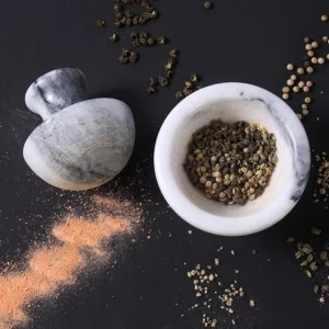 AhunderJiaz Light Luxury Natural Marble Garlic Pounder Creative Manual Grinder Pepper Powder Mash Jar Kitchen Bar Utensils Set - Image 3