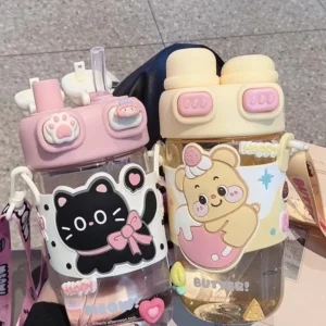 Cartoon Kawaii Kids Capybara Water Bottle With Straps and Straws One Cup for School and Festivals for Children Back To School - Image 5