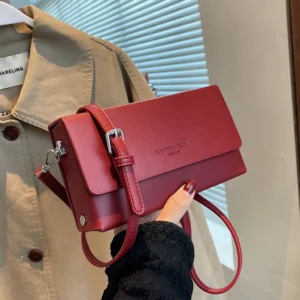 High-end Red Bags For 2024 New Trendy Letter Women's One Shoulder Crossbody Bag Pop Versatile Retro Commuting Small Square Pack - Image 1