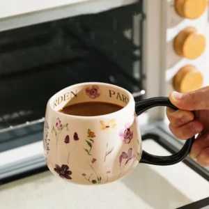 Vintage Prairie Chic Coffee Cup High Beauty Creative Flower Printed Ceramic Mug Home Water Cups Birthday Gift for Friends - Image 3