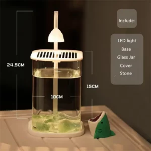 Mini Desktop Glass Aquarium Fish Tank with LED Light For Kids Betta Fish - Image 5