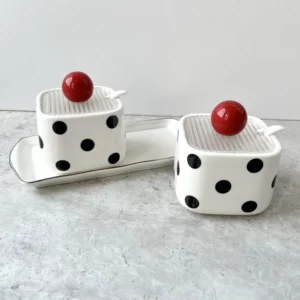 Black-and-white Polka-dot Ceramic Seasoning Jar Simple Household Salt Jar Seasoning Jar Storage Seasoning Box Kitchen Supplies - Image 2