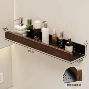 Walnut bathroom toilet shelf no punch toilet sink restroom wall storage towel racks - Image 6